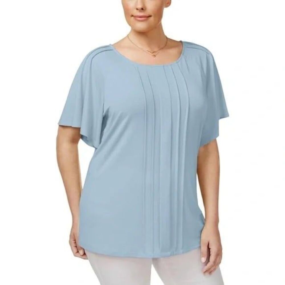 NWT Charter Club size 0x light blue pleated top